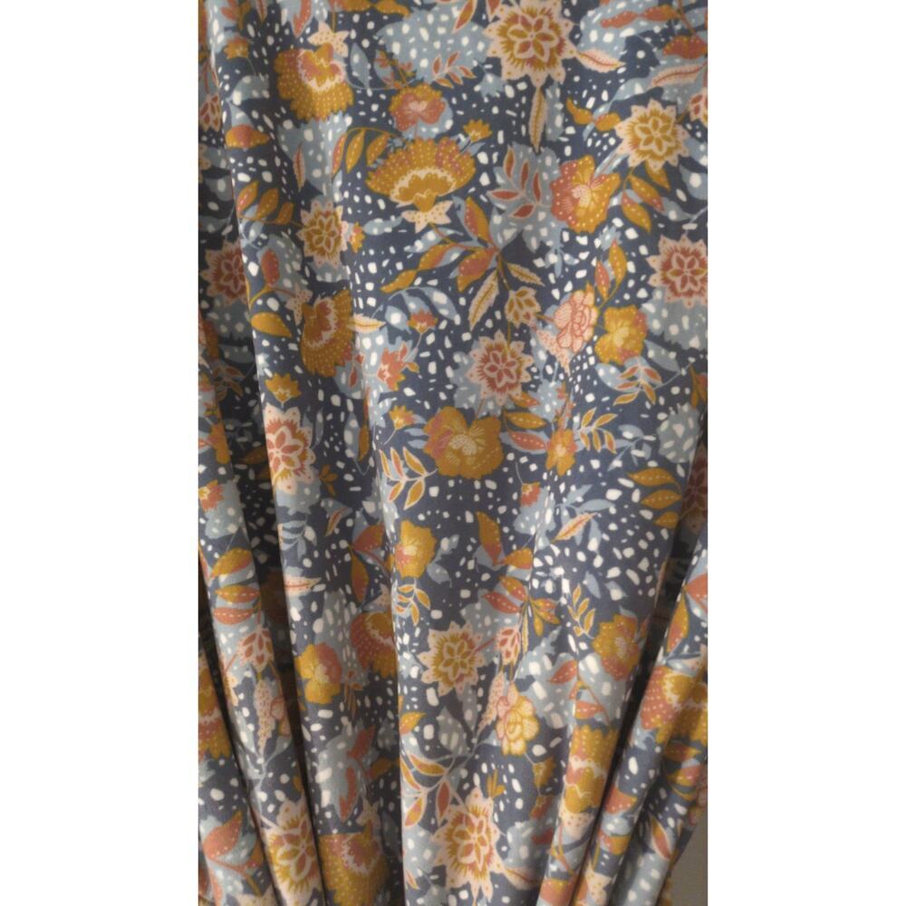 World Market Lounge Robe O/S Gray Gold Floral Whimsical Pattern, Belt, Kimono - Picture 5 of 6